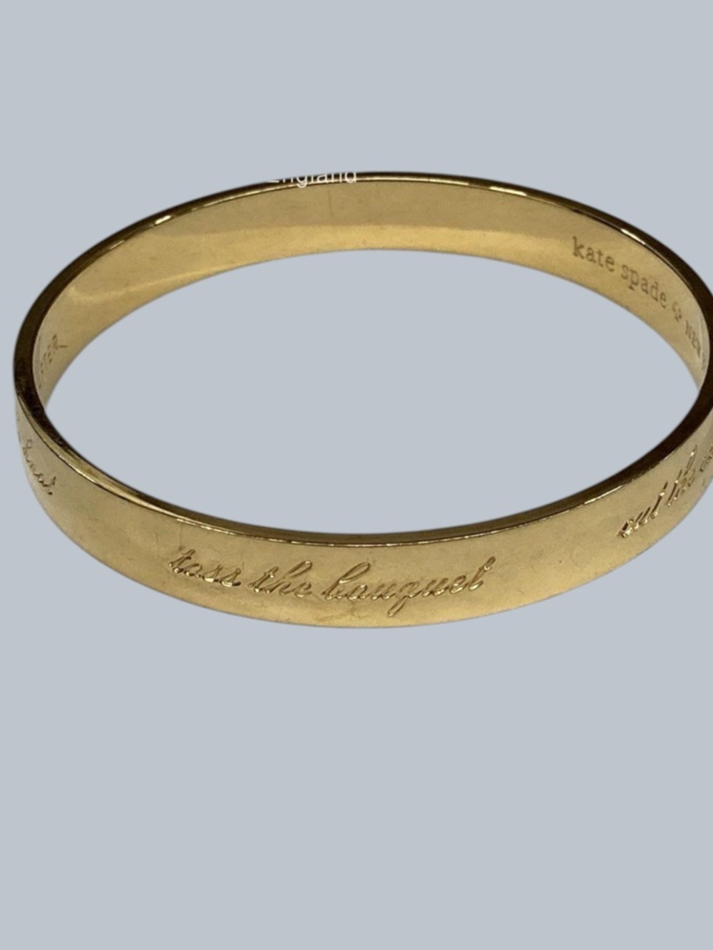 kate spade Gold Tone Engraved Bangle Bracelet “happily ever after” Bride 2466